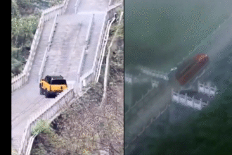 Stairway to Heaven A Dramatic chinese Car Climb Ends in Disaster