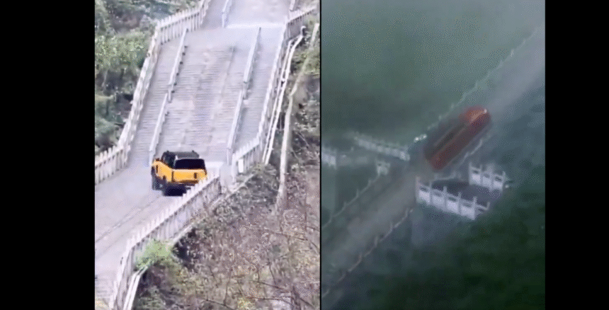 Stairway to Heaven A Dramatic chinese Car Climb Ends in Disaster