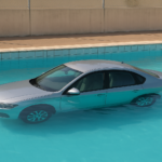 She Mistakes the Brake for the Accelerator, Car Ends Up at the Bottom of a Town Pool