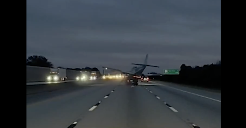 USA. Plane Crashes onto Florida’s I 95, Hitting Car and Injuring Driver