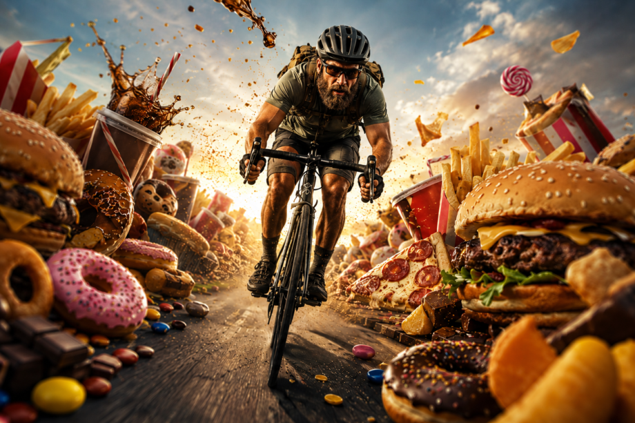 Junk Food et un cycliste